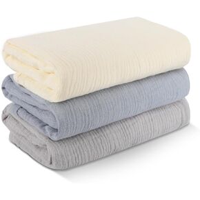3 Pack Muslin Swaddle Blankets (40x40in) - Ultra Soft Breathable Wraps for Newborn Swaddling, Nursing, and Toddler Playtime, Unisex Design