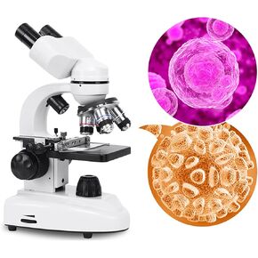 Binocular Compound Microscope, 40X-6000X/ 10000X/ 20000X Magnification, Brightfield, LED Illumination, Sliding Head, High-Resolution Optics, Lab Binocular Microscope for Kids and Adults (A6000x)
