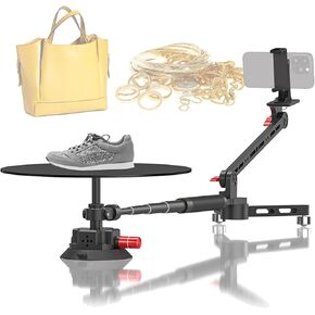 Portable Photography Studio, 360 Degree Panoramic Rotating Platform, 110cm Retractable Camera Stand, Multi-Angle Camera Slide