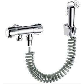 HandheldKitSprayer Set Stainless Steel Cloth Diaper Sprayer Faucet - Toilet Spray Gun Set Toilet Companion Toilet Bathroom Cleaning Flushing Washer Booster Nozzle Dual-use