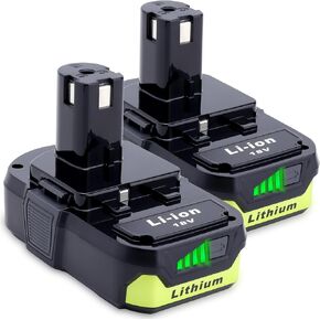 Compatible with Ryobi 18V Batteries, 2-Pack P103 3.0Ah 18V Lithium Replacement Battery Compatible with Ryobi 18 Volt ONE+ Cordless Power Tools P102 P107 P108 P189 P190 P197 P100 Edger, Drill Battery