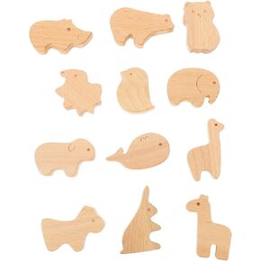Angoily 12pcs Cute Animal Drawer Knobs Wooden Knobs for Boy Girl Room Furniture for Dressers and Cabinets Charming Animal Shapes with Screws for Easy Installation
