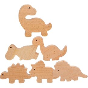 Luxshiny 6set Wooden Dinosaur Drawer Knobs Cute Animal Cabinet Pulls for Boy Girl Dressers Cupboards Easy Installation with Screws Adhesive for Nursery Playroom Decor