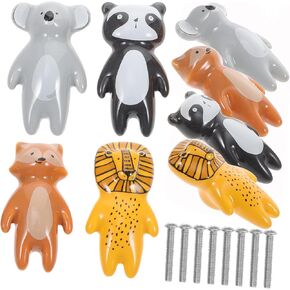 8pcs Cartoon Animal Cabinet Drawer Knobs Ceramic Handles Boys and Girls Room Wardrobe Door Pulls Easy Install Decorative for Furniture