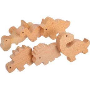 DECHOUS 6set Wooden Dinosaur Drawer Knobs for Boy Girl Dressers and Cabinets Cute Cabinet Pulls with Screws Wooden Handles for Nursery and Playroom Decor