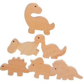 Alipis 6pcs Wooden Dinosaur Knobs for Kids Dresser Knobs with Screws Animal-Themed Drawer Pulls for Nursery Decor