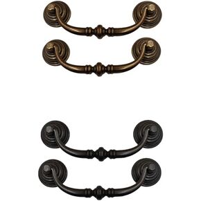 4pcs درج أرجاء رجعية السقوط يسحب مقابض الأرجوحة المعدنية الكلاسيكية مراكز ثقب لزينة غرفة نوم المطبخ (الأسود الحديد)