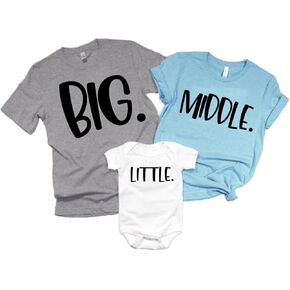 Big Middle Little Family T-Shirt, Personalized Family Matching Shirt, Sibling Shirts, Baby Announcement, Big Brother, Big Sister