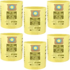 6 Pack 90673 Type G and J Vacuum Bags Compatible for Shop Vac 15-22 Gallon Vacuum, High Efficiency Dust Disposable Collection Filter Bag Part 90663 90673 9066300 9067300 VF2008 in Kuwait
