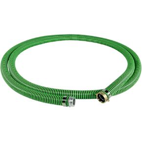 Gloxco Heavy Duty EPDM All Weather Suction Hose Assembly, Black Tube, Lime Green Helix, 1-1/2" Inside Diameter Hose with Male x Female NPSM Pinlug Fittings Installed, 20 ft Length