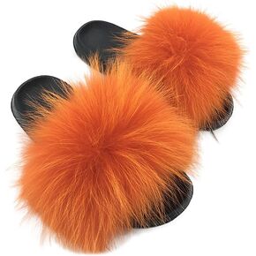 Yu Li Womens Luxury Real Raccon Fur Slippers Slies Indorod Outdoor Floy Floys Sloys Soft Summer Shoes