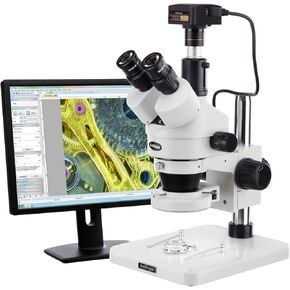 AmScope 3.5X-180X Manufacturing 144-LED Zoom Stereo Microscope with 3MP Digital Camera