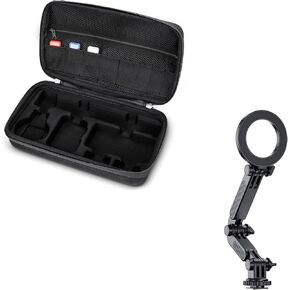 Action 5 Pro Case + Magnetic Cold Shoe Mount: EVA Carrying Pouch Shoulder Bag for DJI Osmo Action 5 Pro/4/3 Adventure Combo with Detachable Hot Shoe Phone Holder Adapter for Phones & Action Camera