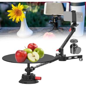Portable Rotating Camera Slider,360° Spinning Camera Rig,with 43.3in Extension Poles,Professional Photography Turntable,Multi Angle Shooting Adjustable