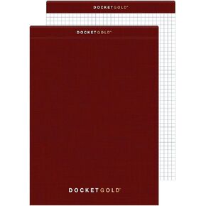 TOPS Docket Gold Graph Pads, 8-1/2" x 11-3/4", 4 x 4 Graph with Narrow Rule Back, Burgundy Cover, 80 Sheets (63752), White