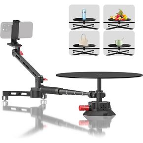 Professional Photography Turntable,360 Degree Rotating Phone/Camera Slider,with Adjustable Arm & Suction Cup Base, Horizontal Surround