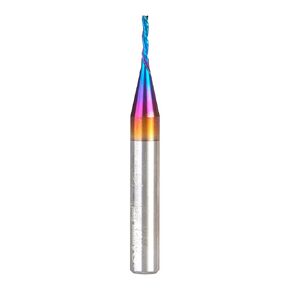 Amana Tool 46486-K CNC Spektra Extreme Tool Life Coated Spiral 2D/3D Carving 0.10 Deg Tapered Angle Flat Bottom x 1/16 D x 5/16 CH x 1/4 SHK x 2 Inch Long x 3 Flute SC Down-Cut Router Bit