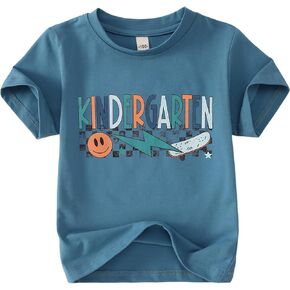 Kindergarten Shirts for Boys Toddler Back to School T-Shirt First Day of School Outfits Skateboard Retro Tees Tops