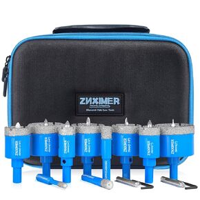 Diamond Hole Saw Kit with Pilot Bit, ZNXIMER Tile Hole Saw with Center Drill Bit for Marble, Granite, Ceramic, Porcelain Tile and More Drilling (K1-6/10/12/20/25/30/35/40/45/50MM)