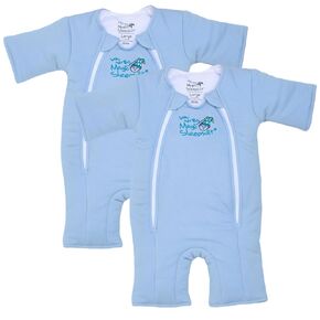 Magic Sleepsuit Baby Merlin's Cotton Baby Transition Swaddle, Small (12-18 lbs) Cozy Sleep Sack, Soft Cotton Inner Layer, Double Zipper for Easy Diaper Changes, Cream & Blue 2 Pack