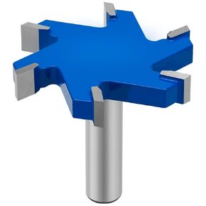 6 Flute CNC Spoilboard Surfacing Router Bit 1/2 inch Shank, Extra Large 3-11/32"/85mm Cutting Dia, Cut Length 15/64"/ 6 mm, Slab Flattening Planing Bit Wood Milling Cutter Planer Woodworking Tool