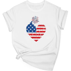 Red White Blue Star Stripes 4 Day T-Shirt Cotton Tops American Pride Tees 4th of July Top Women USA Flag Short Sleeve