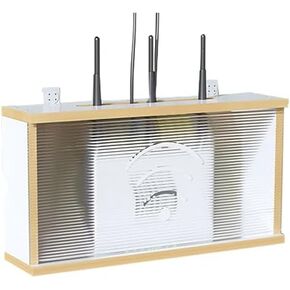 Router Shelf, WiFi Router Storage Box, Wall Mount Cable Organiser, Router Organizer Storage Box, WiFi Box to Hide WiFi Router and Cables(White)