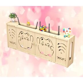 WiFi Shelf Box Router Shelf Router Shelf White Storage Box Hanging Router Support Wooden Wall Storage Box,C-71x24cm