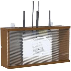 Router Shelf, WiFi Router Storage Box, Wall Mount Cable Organiser, Router Organizer Storage Box, WiFi Box to Hide WiFi Router and Cables(Brown)