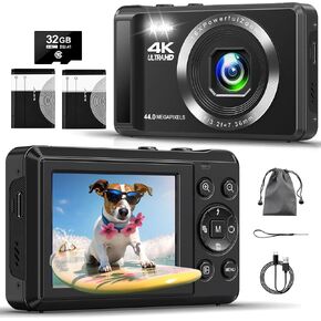 الكاميرا الرقمية - 4K 44MP لكاميرات رقمية UHD للتصوير الفوتوغرافي - نقطة تركيز تلقائية التلقائية واطلاق النار