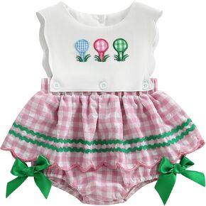 ZAXARRA Baby Girls Golf Romper Sleeveless Plaid Girl Romper Dress Infant Girl Summer Clothes