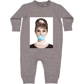 Audrey Hepburn Chewing Bubble Gum American Icon Infant Fleece Rompers, Warm, Adorable