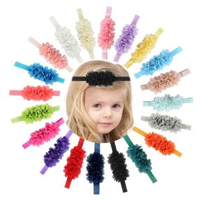 20pcs Baby Girls Beadsbleds زهرة شيفون مع إكسسوارات شعر مرنة للرضع للرضع الأطفال الصغار الصغار