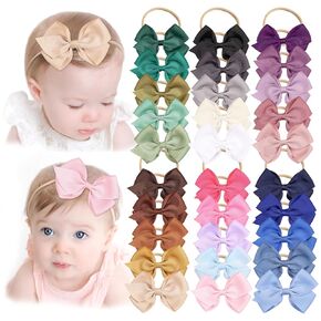 XIMA 30PCS Baby Girls Grosgrain Ribbon Hair أقواس الرأس 4.5 بوصة إكسسوارات شعر فرقة الشعر للرضع الأطفال حديثي الولادة