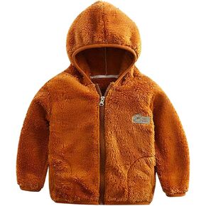 Toddler Boys Girls Hooded Fleece Cute Cat Prints Jacket Winter Warm Solid Coat Fuzzy Warm Thick Clothes
