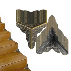 Stair Dust Corners for Wooden Steps, Stair Dust Corners Decorative, Antique Dust Corners for Stairs, 25mm Vintage Edge Guard with Screws, Vintage Stair Dust Corners Bronze 20PCS