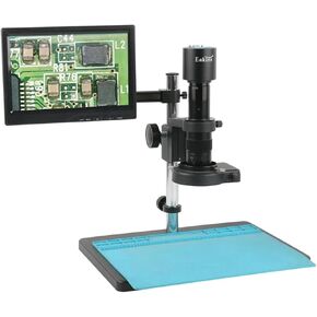 1080P VGA HDMI USB Type-c PC Video Microscope Camera +180X 300X 200X 500X C Mount Zoom Lens 144 LED for Phone CPU Soldering Test(B,500X)