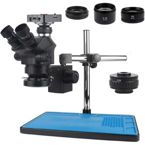 3.5X-100X Industrial Lab Simul Focal Adjustable Stereo Trinocular Microscope + 12MP 48MP 4K 2K 1080P HDMI USB Video Camera(48MP 4K HDMI USB)