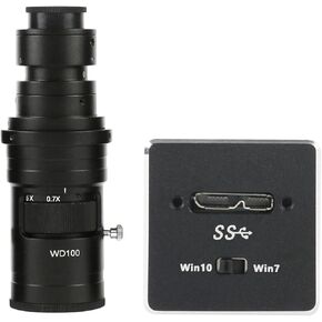 High Speed Micro USB 3.0 USB3.0 5MP Industrial CMOS Microscope Camera Electronic Digital Eyepiece Mini C Mount Video Camera(130x Lens with Light)