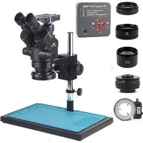 3.5-90X Zoom Trinocular Stereo Microscope 2K 4K 48MP HDMI Video Camera for Soldering Repair Phone Watch Jewelry Observation(4K HDMI Type-C)