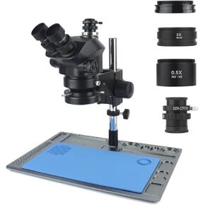 7X 50X Simul Focal Stereo Trinocular Microscope 1x 0.5X 23.2mm Interface Adapter with 1.0X 0.5X 2.0X Auxilliary Objective Lens(23.2mm Adapter)