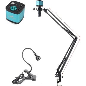 48MP 4K 1080P HDMI USB Industrial Video Digital Microscope Camera 130X Zoom C Mount Lens Cantilever Stand for Repair Soldering(51CM)