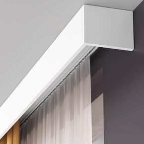 Kunovo Curtain Pelmet Double Track Curtain Pelmet Panel Box, Aluminum Silent Track Curtain Cornice Baffle, Window Drapes Valance Box for Living Room Bedroom(Ceiling Mount,2.5m/8.2ft)
