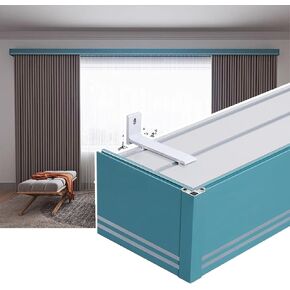 Kunovo Curtain Pelmet Side Installation Curtain Box Baffle Rail Integrated, Curtain Pelmet with Double Rails Decorative Panel, for Villa Living Room Bedroom(Gray,280cm/110.2in/9.2ft)