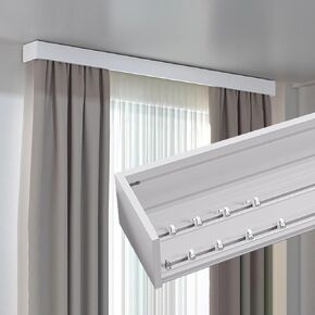 Kunovo Stain Pelmet الستار الداخلي مربع مربع الحرس السكك الحديدية متكاملة ، Blackout أبيض ديكور ستارة المسار Cornice ، الستار مربع لمكتب فندق غرفة نوم (الجدار جبل ، 1M/3.3 قدم)