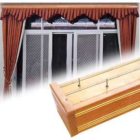 Kunovo Starta Pelmet Retro Starter Rail System System Design Wood Grain Design ، Box Hidden Window Starter Pelmet مع مسار ، مسار ستارة مزخرفة وفوز لنافذة الخليج (جدار الجدار ، 2.6 م/8.5 قدم)