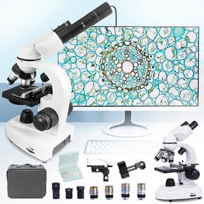 Microscope for Adults, Compound Binocular Microscope with Slides, Bag, 30 Specimens, Dual LED Illumination, Phone Holder, Home Educational/Hobby/School/Lab Microscope,10000X (10000x)