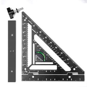 8.3-Inch Compact Multi-Angle Tool with Level & Jig Block – Precision Carpenter Ruler for Woodworking & Design Professionals (Black)