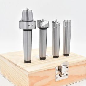 4Pcs MT1/MT2 Wood Lathe Turning Tool Spur Live Center Set Taper Tool for Wood Metalworking Bored Tailstock Lathe Milling Machine