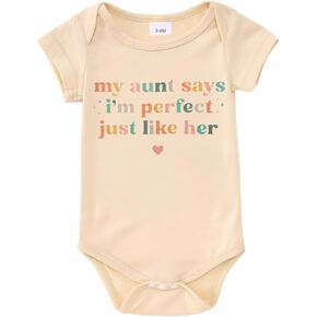 CM C&M WODRO Newborn Baby Boy Girl Bodysuit My Aunt Says I'm Perfect Just Like Her Funny Onesie Romper Aunties Baby Clothes